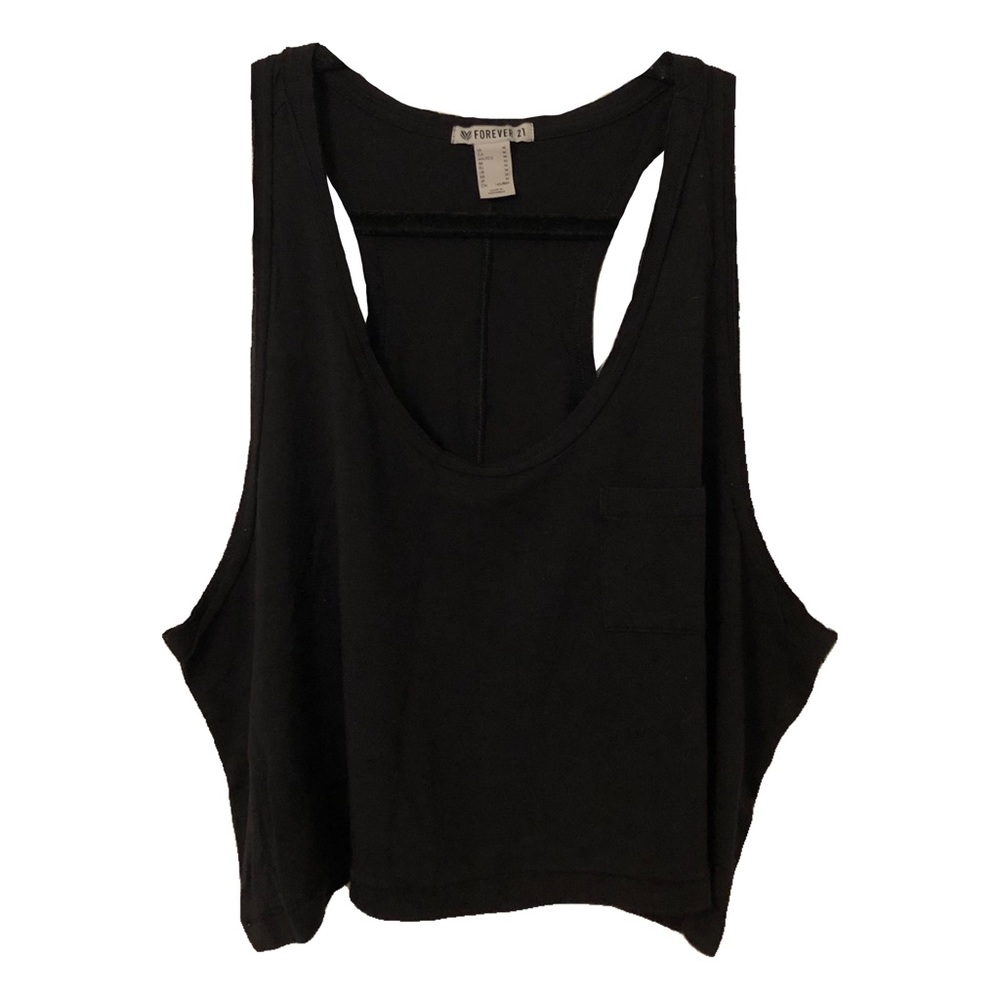 Black Cropped Muscle Tank Top